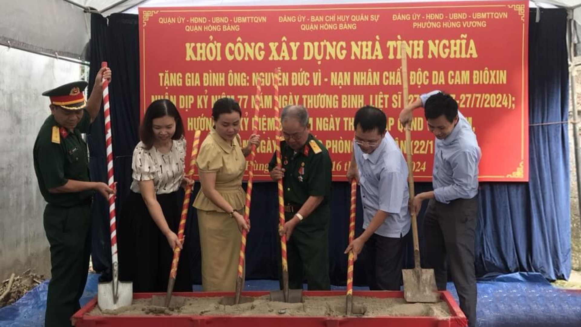 Ban CHQS quận Hồng Bàng phối hợp khởi công xây dựng “Nhà tình nghĩa”