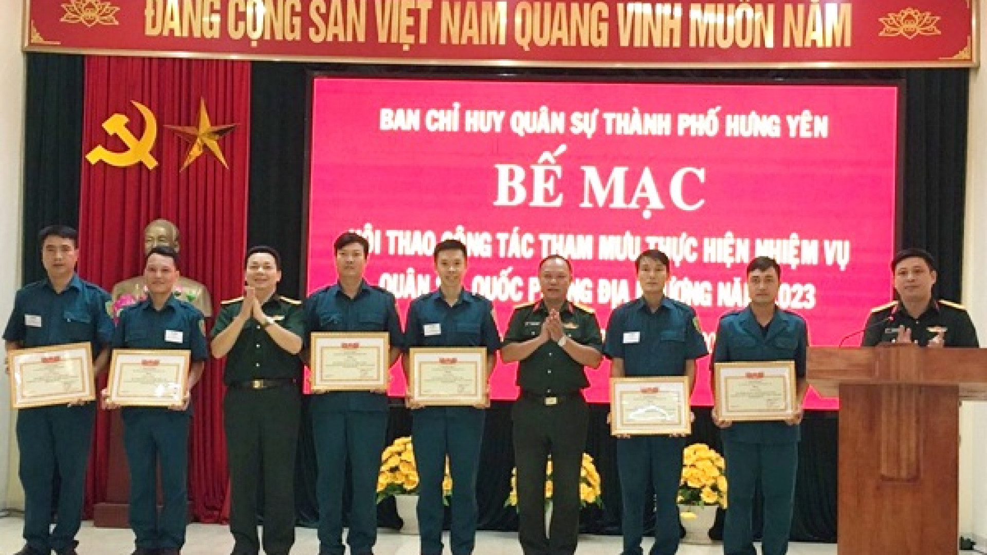 Ban CHQS thành phố Hưng Yên: Hội thao công tác tham mưu thực hiện nhiệm vụ công tác QS, QPĐP năm 2023.