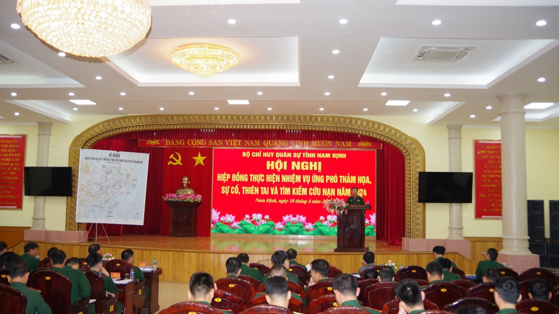 Bộ CHQS tỉnh Nam Định hiệp đồng ứng phó thảm họa, thiên tai và tìm kiếm cứu nạn năm 2024