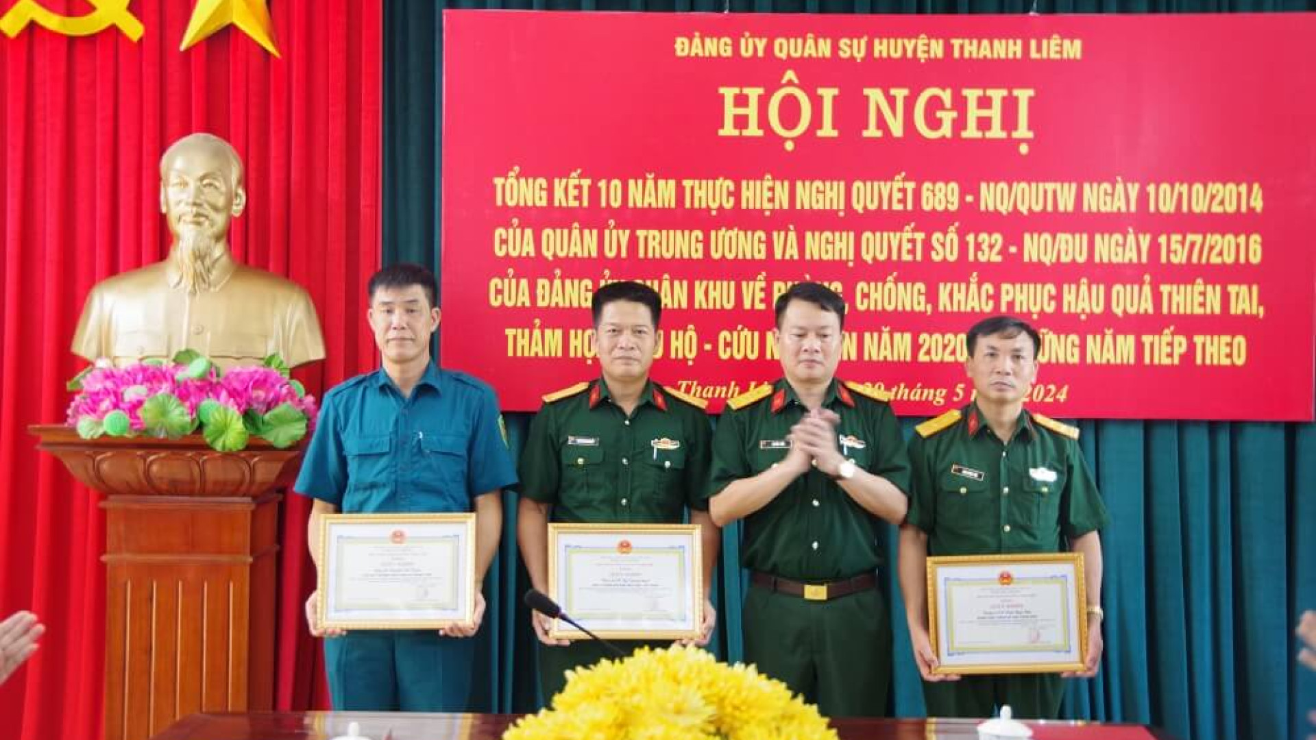 Đảng ủy Quân sự huyện Thanh Liêm tổng kết 10 năm thực hiện Nghị quyết số 689 của Quân ủy Trung ương và Nghị quyết số 132 của Đảng ủy Quân khu