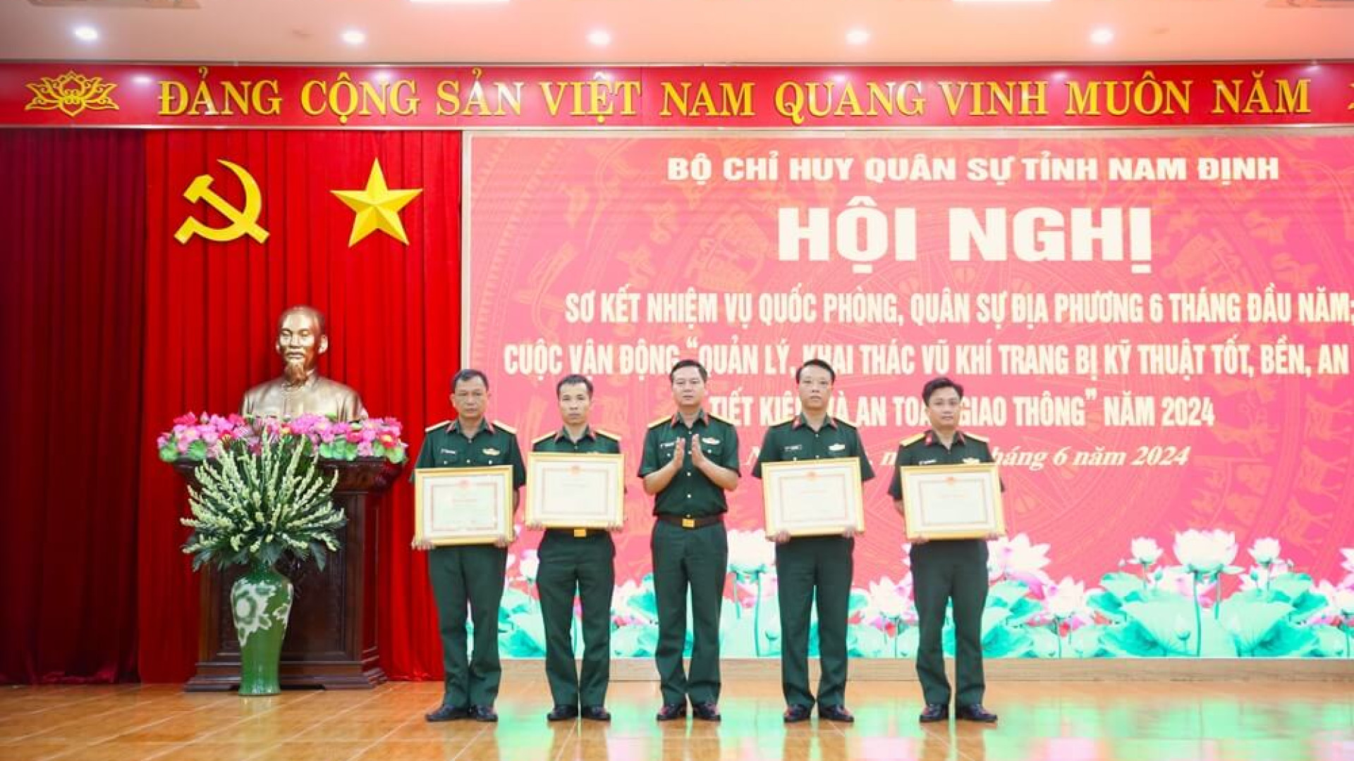 Bộ CHQS tỉnh Nam Định sơ kết nhiệm vụ quốc phòng, quân sự địa phương 6 tháng đầu năm 2024 và Cuộc vận động 50