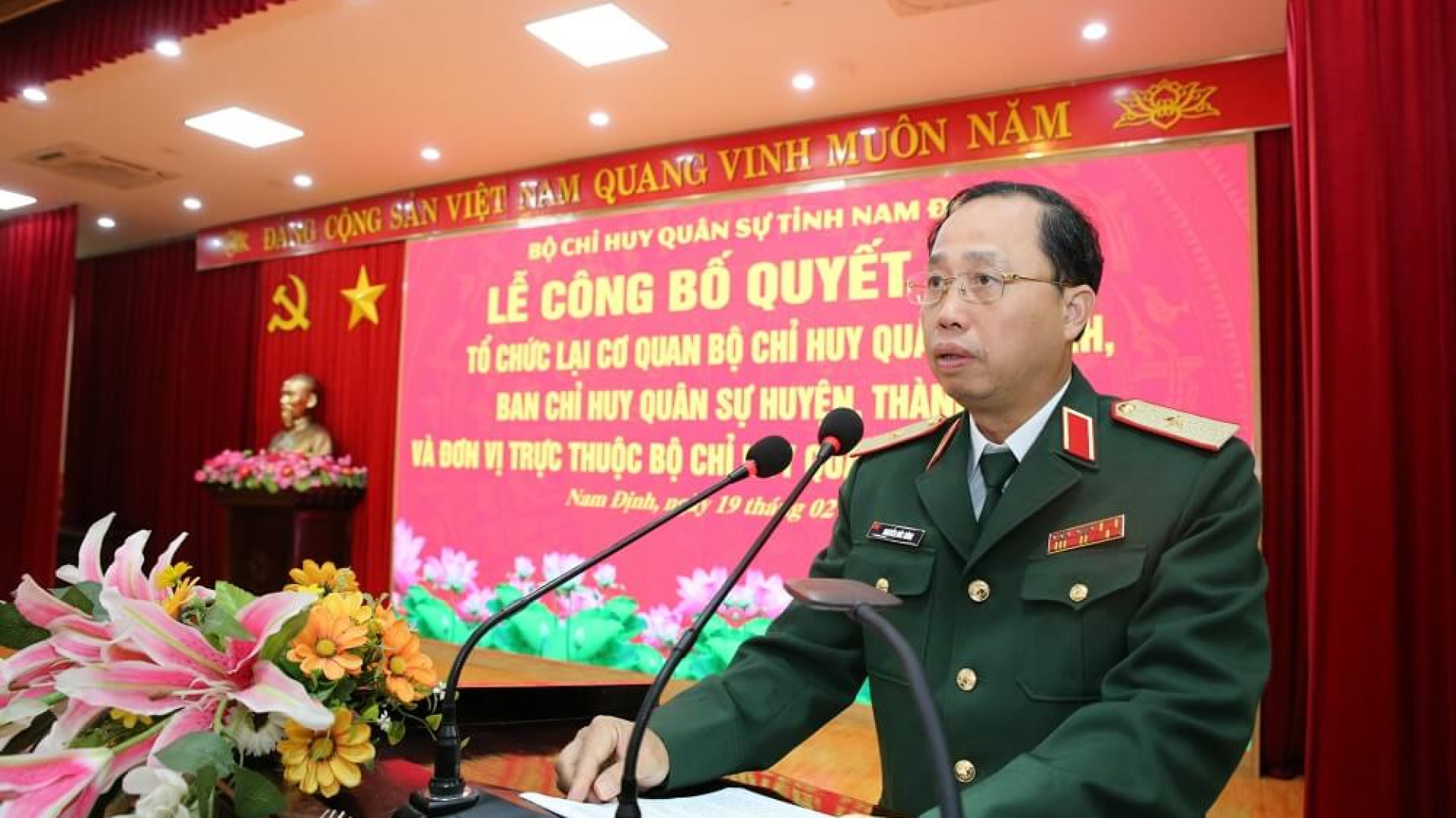 Bộ CHQS tỉnh Nam Định: Công bố Quyết định tổ chức lại cơ quan Bộ CHQS tỉnh và các đơn vị trực thuộc