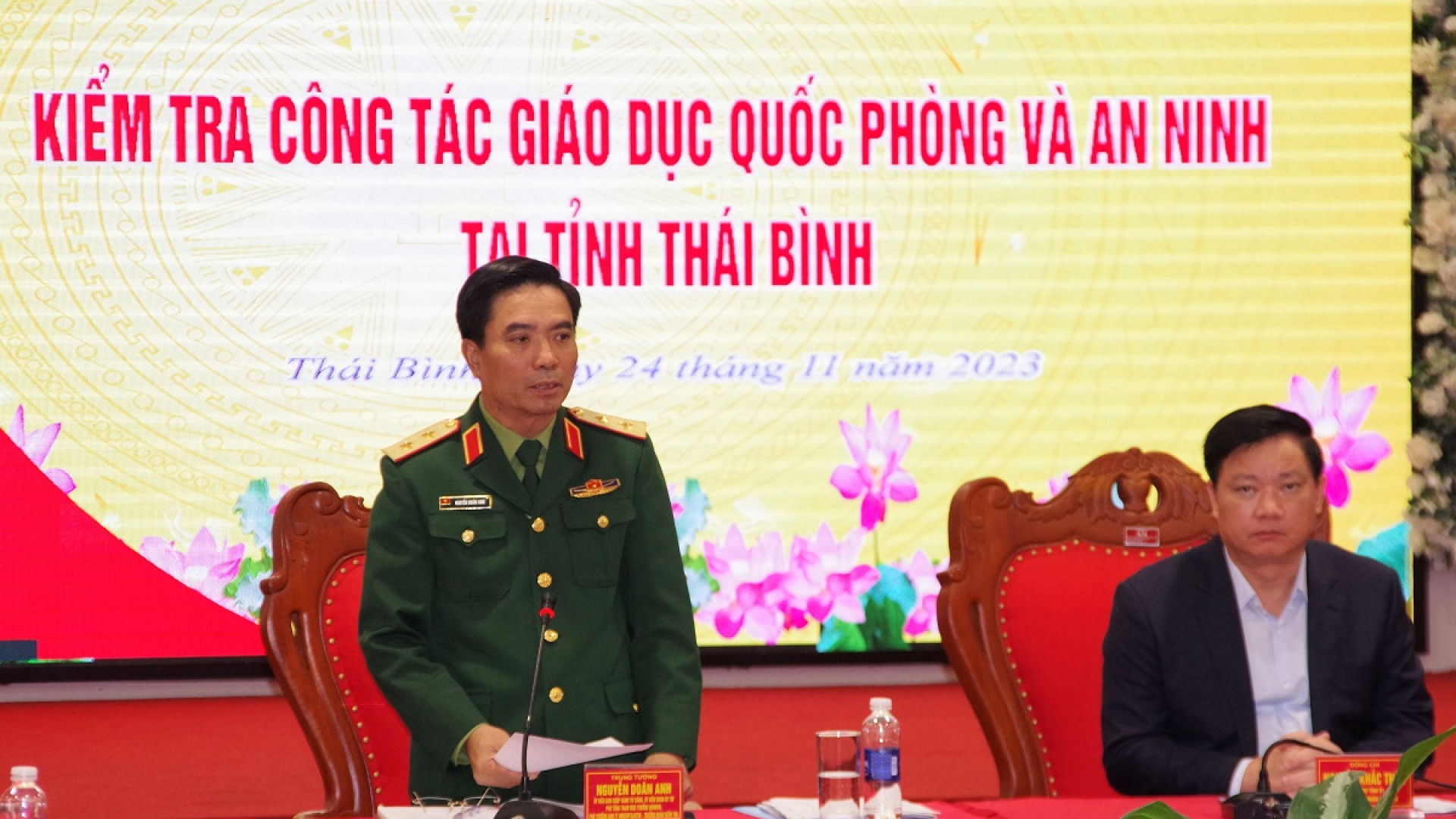 Hội đồng Giáo dục quốc phòng, an ninh Trung ương kiểm tra tại tỉnh Thái Bình
